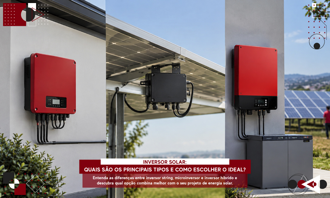 Entenda as diferenças entre inversor string, microinversor e inversor híbrido e descubra qual opção combina melhor com o seu projeto de energia solar.